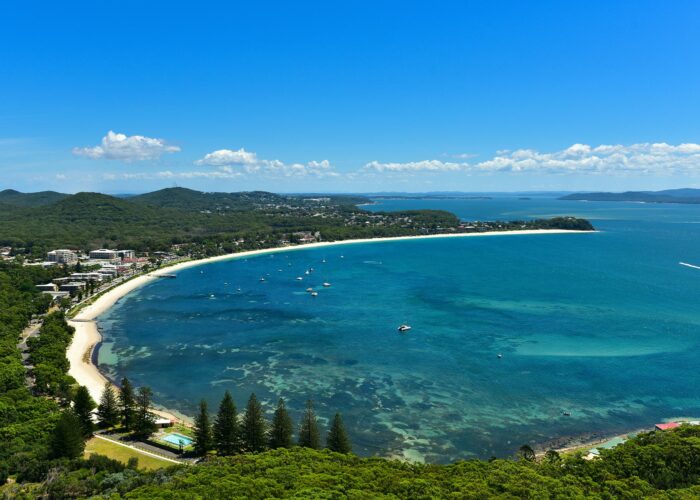 A view from above of Port Stephens in Nelson Bay