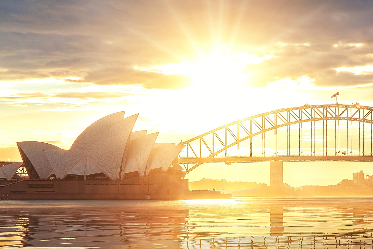 Sunrise at Sydney Opera House and Harbour Bridge, Australia